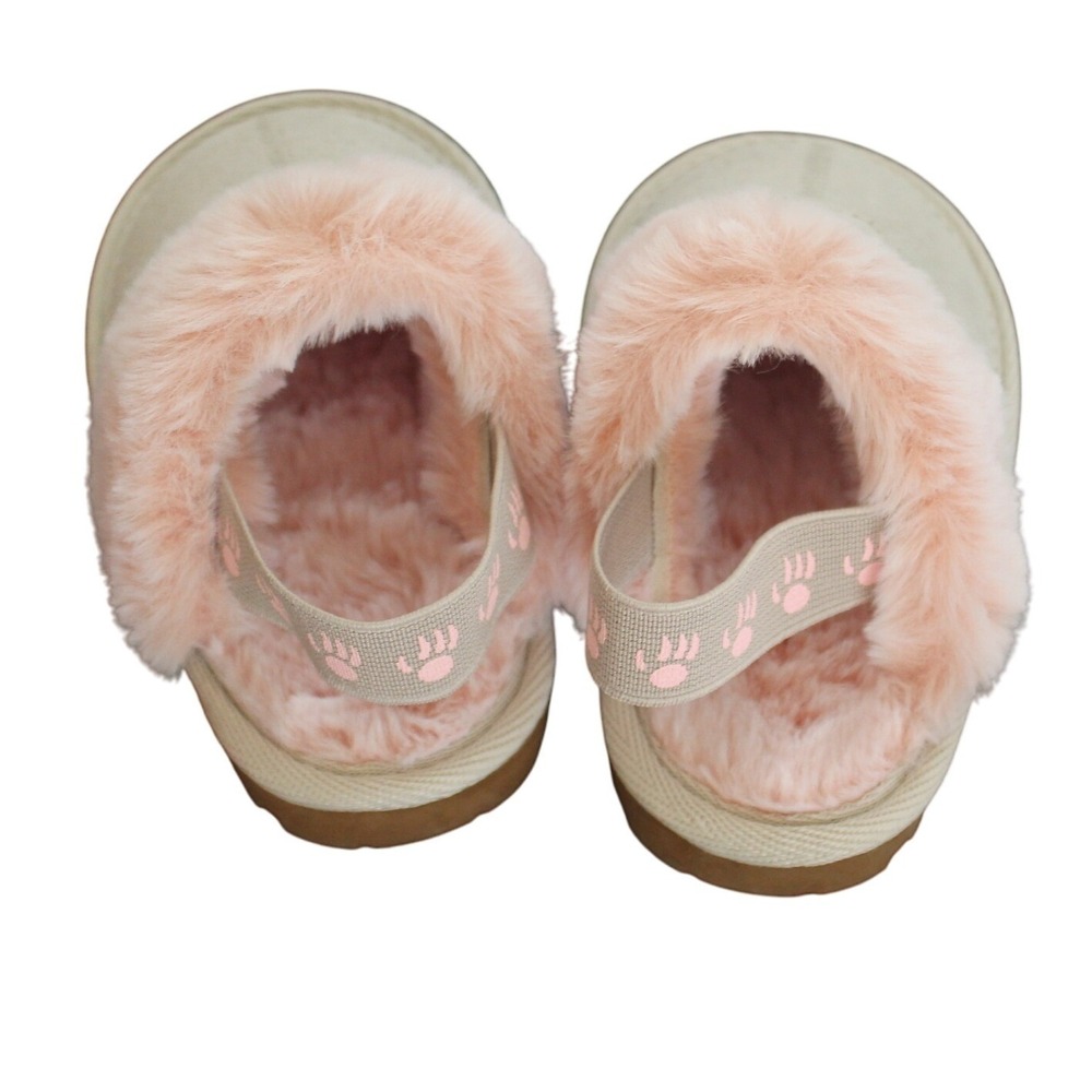 Bearpaw Infant Girls Slippers Size 4 9-12 M Gray Pink Glitter Real Leather New - Picture 3 of 8